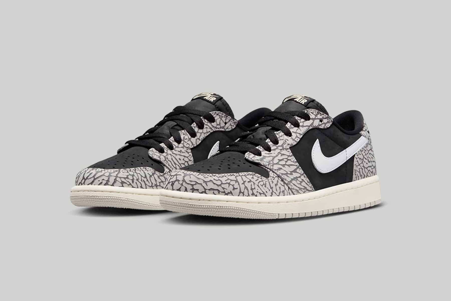 Air Jordan 1 Low Black Cement Elephant Print CZ0790-001