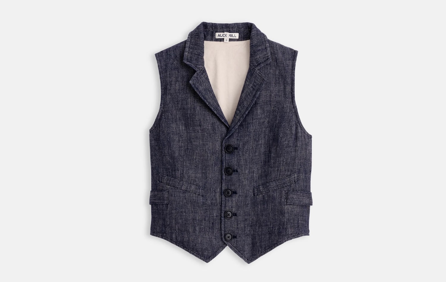 Alex Mill Suitish Vest in Linen Herringbone