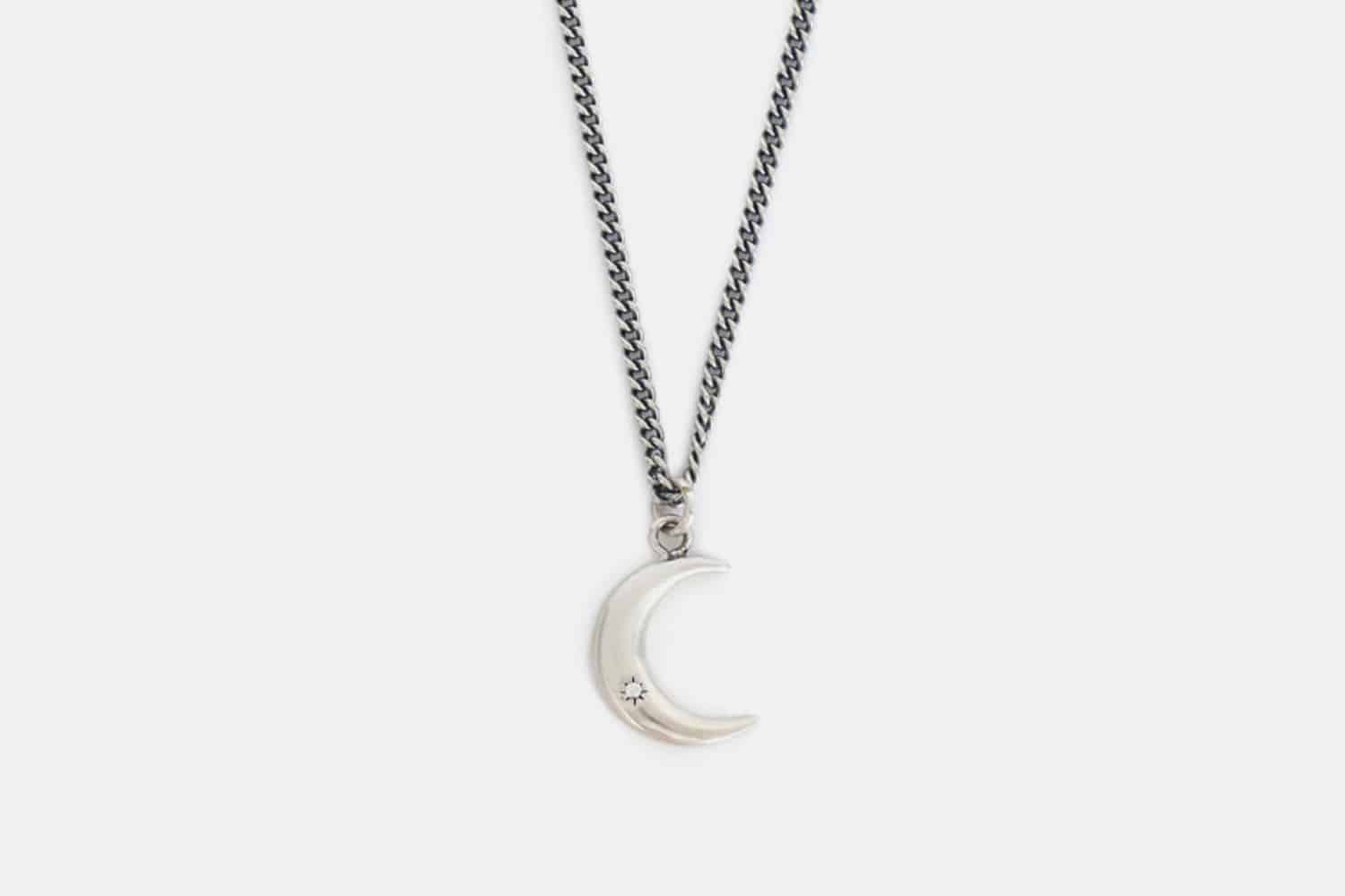 Serge Denimes Silver Crescent Moon collana