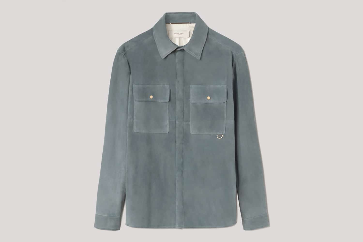 Agnona Suede Overshirt Chambray