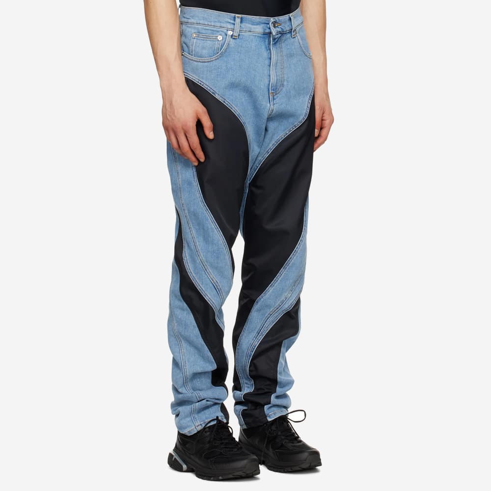 Mugler Blue Paneled Spiral Jeans