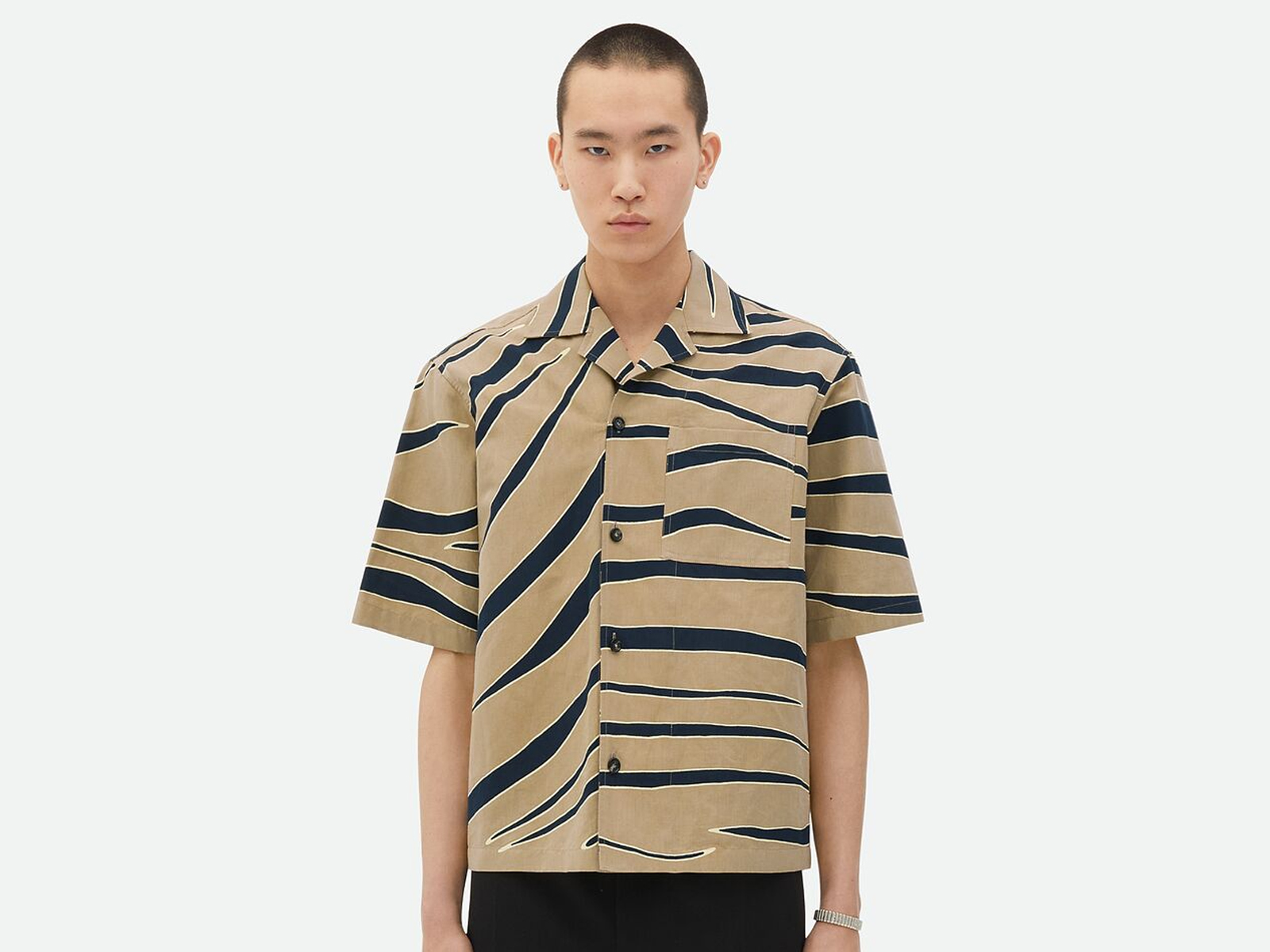 Bottega Veneta Camicia Cotone Lino Stampa