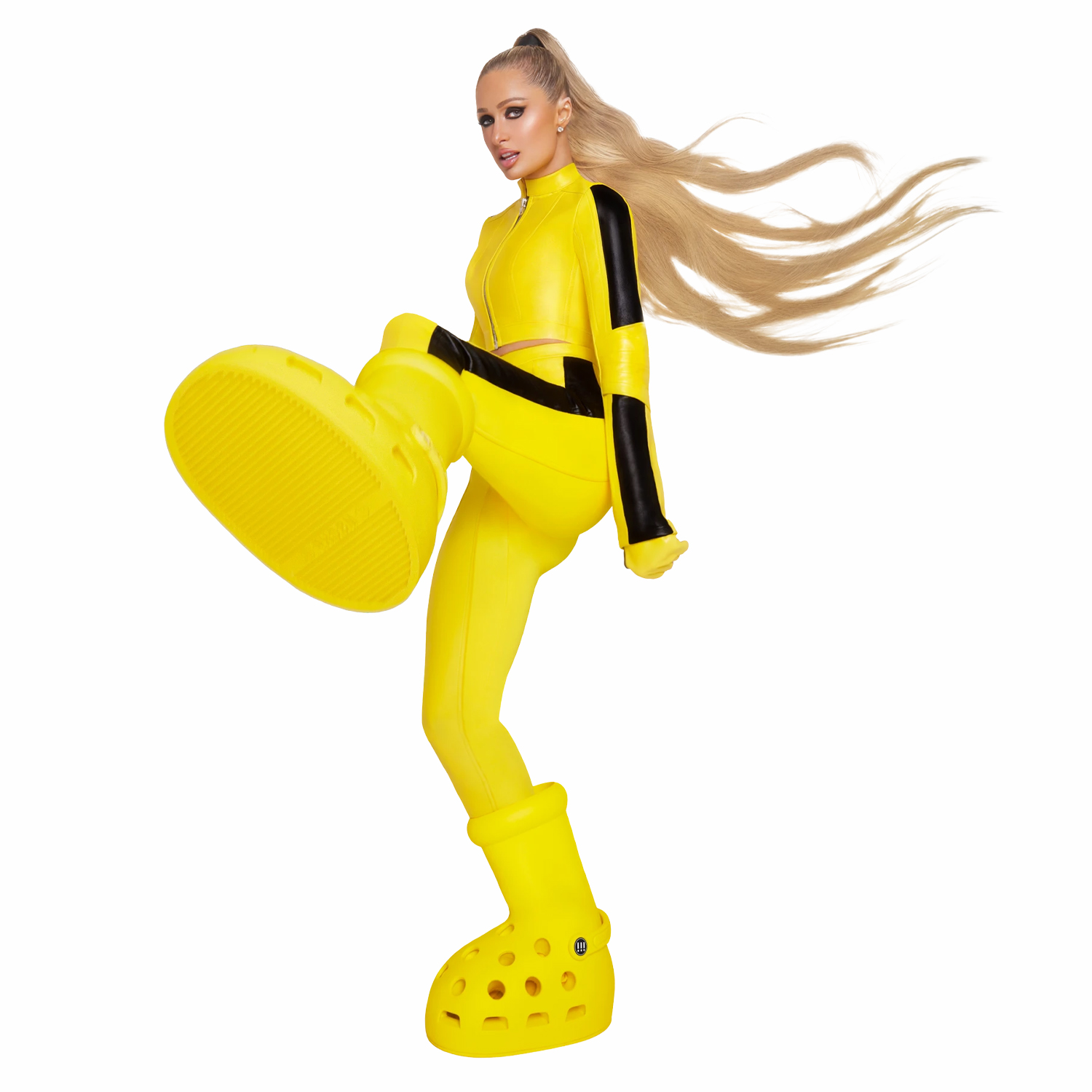 Paris Hilton MSCHF Crocs Big Boots Yellow