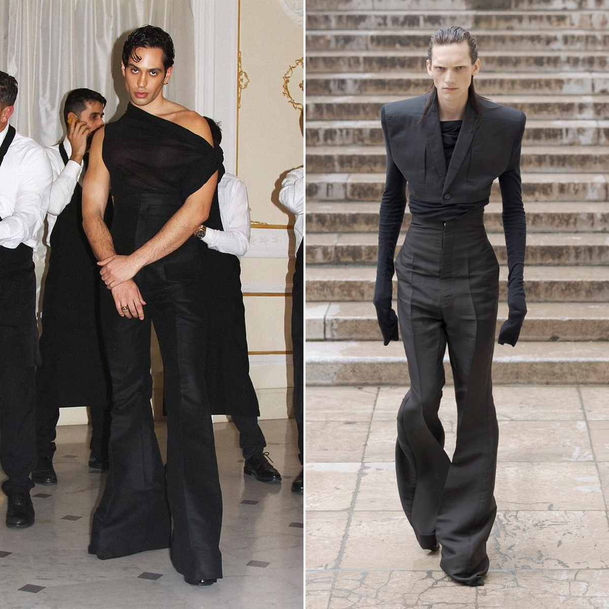 Mahmood Rick Owens abito SS24 Sanremo 2024 seconda serata