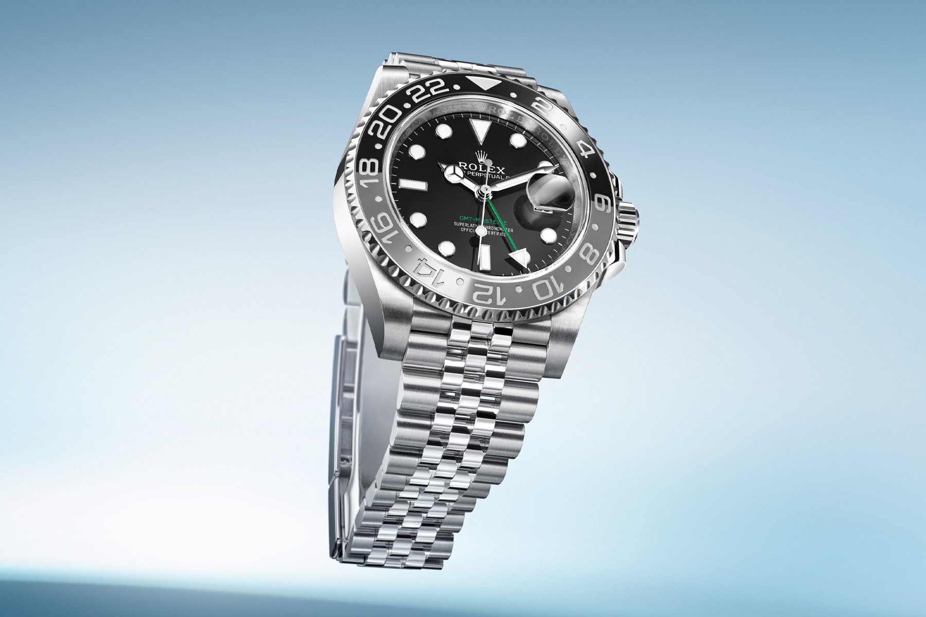 Rolex GMT-Master II acciaio oystersteel lunetta bianco grigio 126710GRNR nuovi orologi 2024