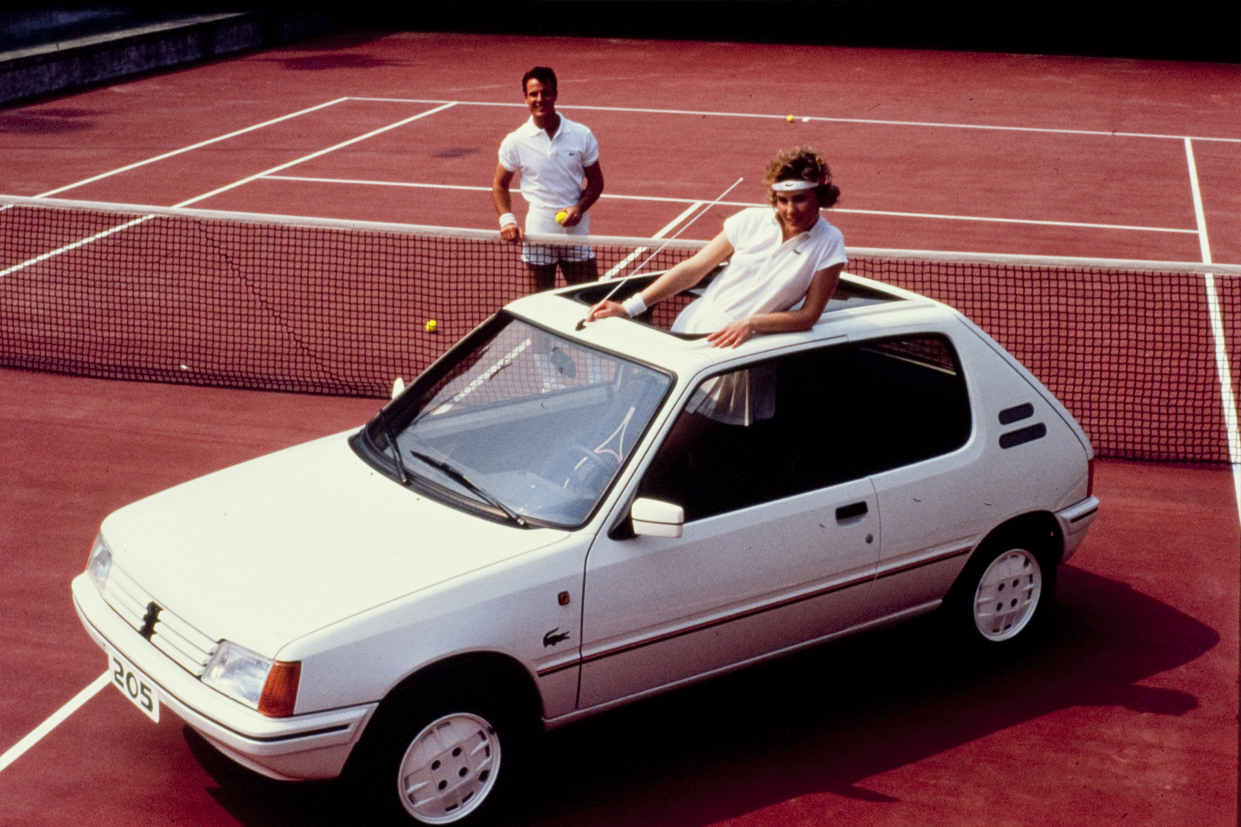 Lacoste Peugeot 205 auto 1984 campagna tennis