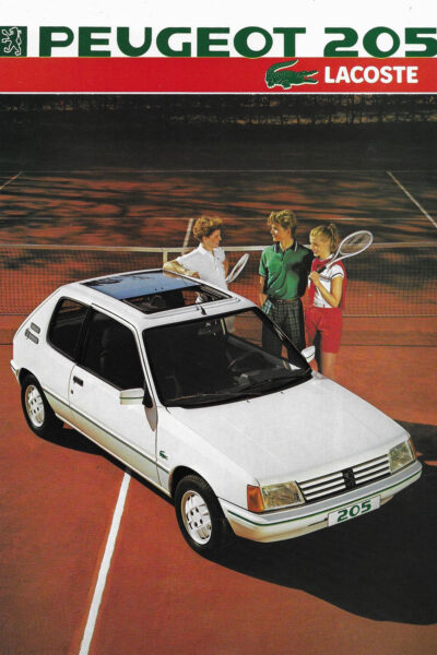 Lacoste Peugeot 205 campagna 1984 auto tennis