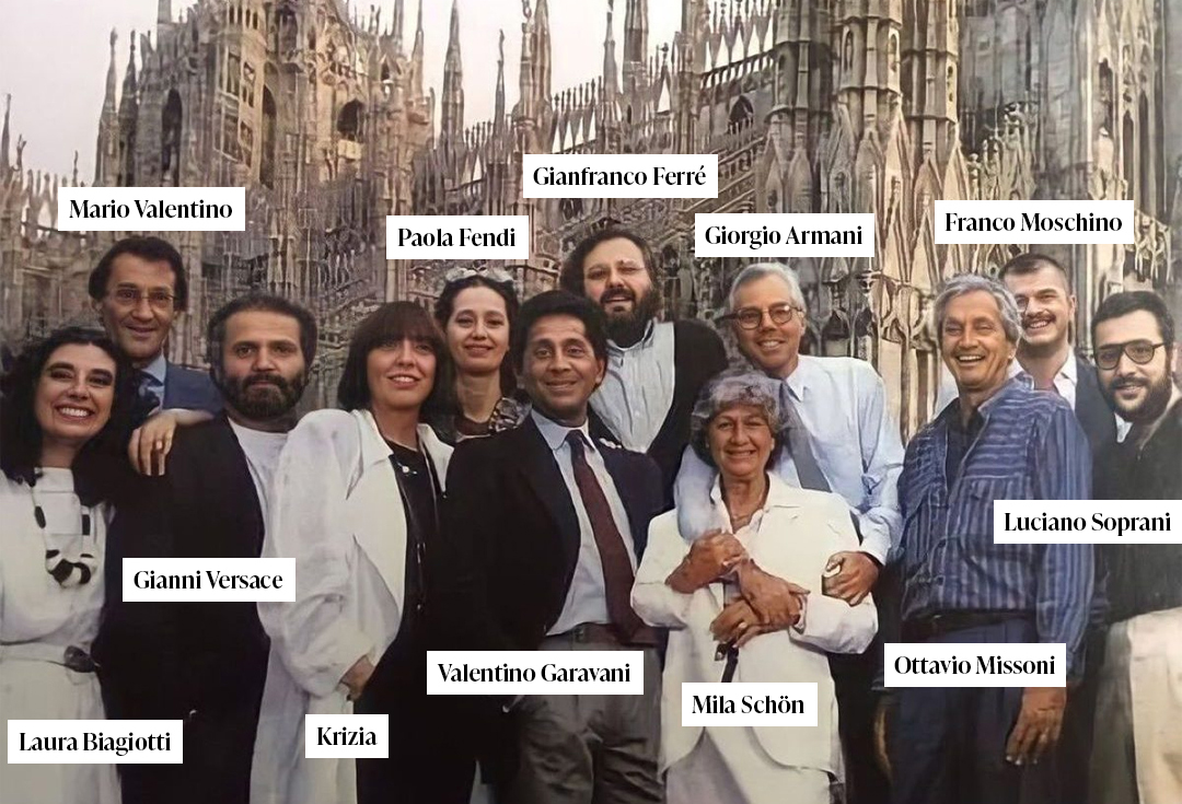 stilisti moda foto duomo Milano 1986 Made in Italy