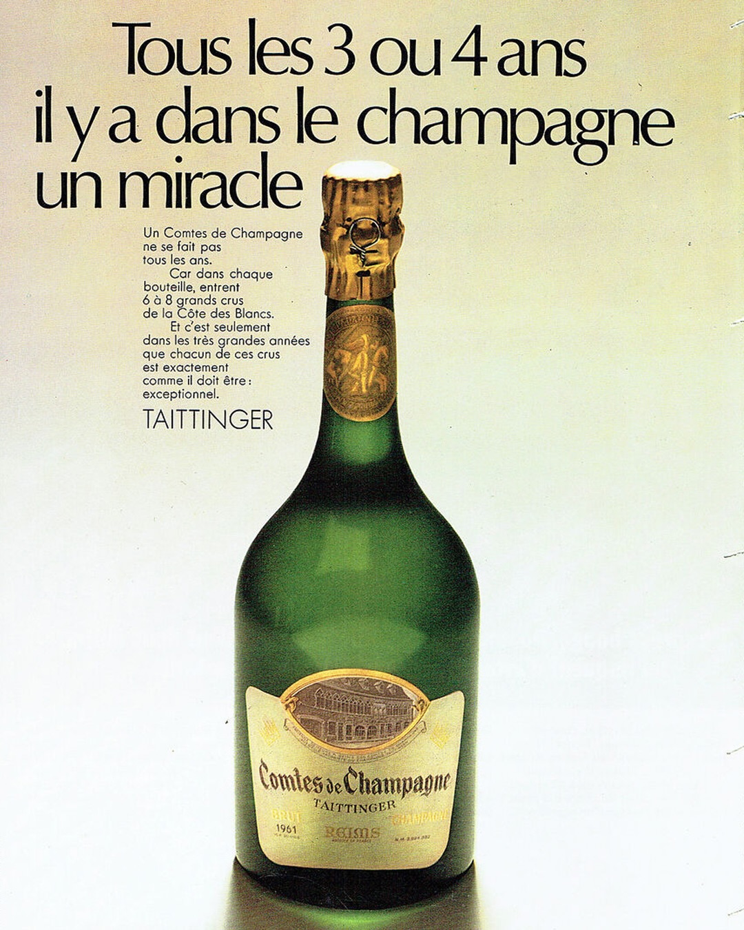 Taittinger Comtes de Champagne campagna 1961