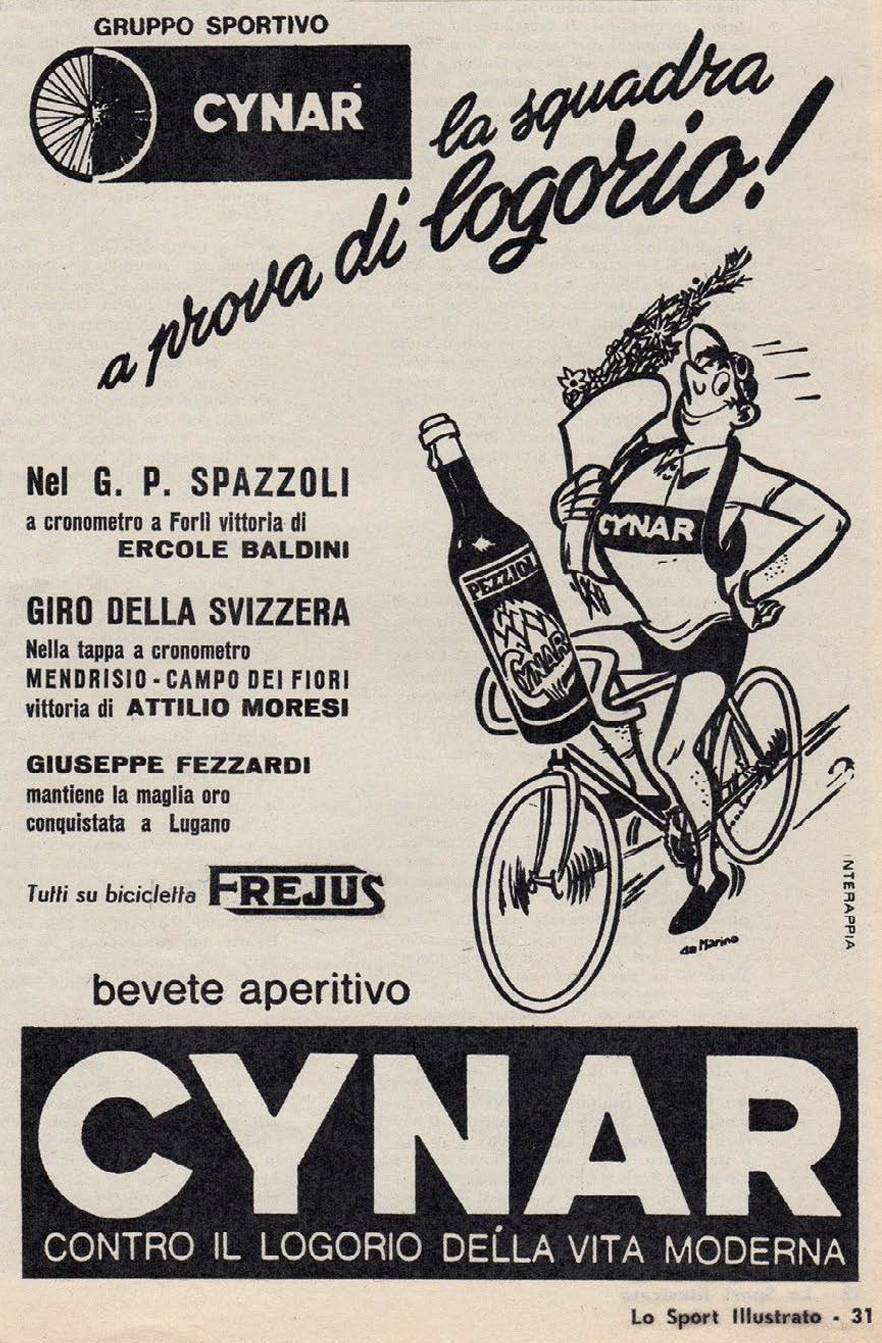 Cynar sport ciclismo storia pubblicità