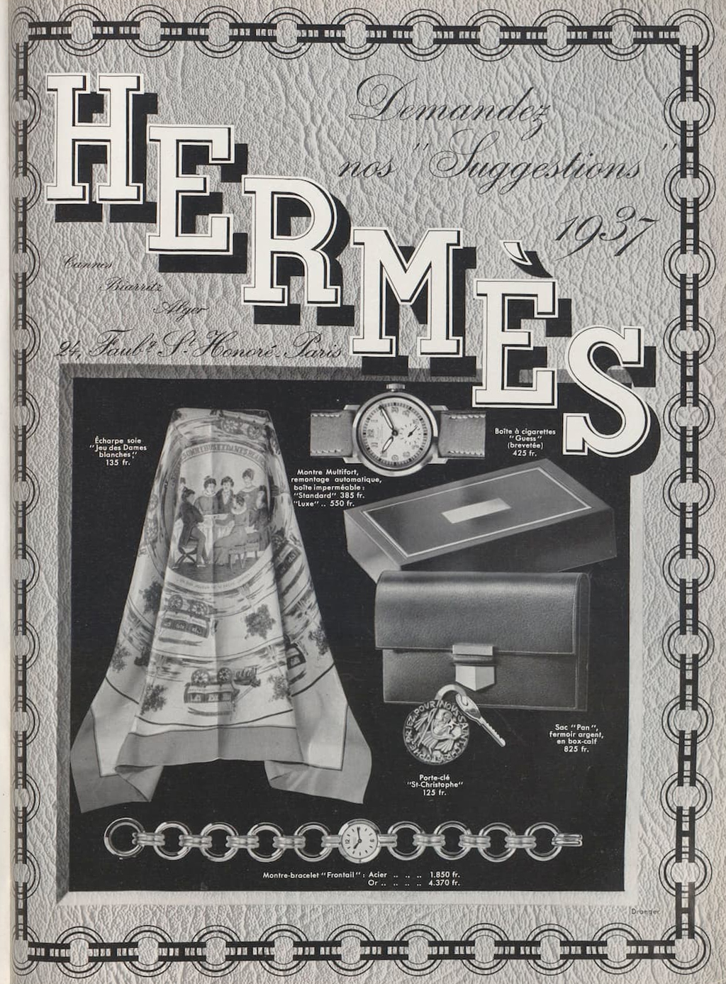 Hermès Advertisement 1937 scarf foulard seta carré